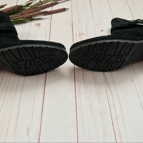Stuart Weitzman Black Suede Dude Buckle Bootie - Picture 7 of 8